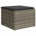 vidaXL Taburet de grădină cu pernă, gri, 55x55x37 cm, poliratan vidaXL Taburet de grădină cu pernă, gri, 55x55x37 cm, poliratan