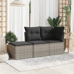 vidaXL Taburet de grădină cu pernă, gri, 55x55x37 cm, poliratan vidaXL Taburet de grădină cu pernă, gri, 55x55x37 cm, poliratan