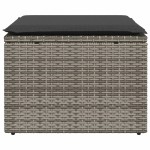 vidaXL Taburet de grădină cu pernă, gri, 55x55x37 cm, poliratan vidaXL Taburet de grădină cu pernă, gri, 55x55x37 cm, poliratan