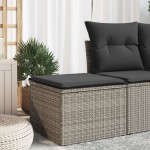 vidaXL Taburet de grădină cu pernă, gri, 55x55x37 cm, poliratan vidaXL Taburet de grădină cu pernă, gri, 55x55x37 cm, poliratan