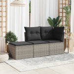 vidaXL Taburet de grădină cu pernă, gri, 55x55x37 cm, poliratan vidaXL Taburet de grădină cu pernă, gri, 55x55x37 cm, poliratan