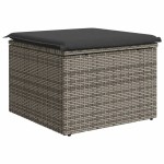 vidaXL Taburet de grădină cu pernă, gri, 55x55x37 cm, poliratan vidaXL Taburet de grădină cu pernă, gri, 55x55x37 cm, poliratan
