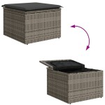 vidaXL Taburet de grădină cu pernă, gri, 55x55x37 cm, poliratan vidaXL Taburet de grădină cu pernă, gri, 55x55x37 cm, poliratan