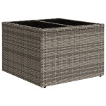 vidaXL Masă de grădină cu blat din sticlă, gri, 55x55x37 cm, poliratan vidaXL Masă de grădină cu blat din sticlă, gri, 55x55x37 cm, poliratan