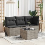 vidaXL Masă de grădină cu blat din sticlă, gri, 55x55x37 cm, poliratan vidaXL Masă de grădină cu blat din sticlă, gri, 55x55x37 cm, poliratan