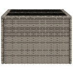 vidaXL Masă de grădină cu blat din sticlă, gri, 55x55x37 cm, poliratan vidaXL Masă de grădină cu blat din sticlă, gri, 55x55x37 cm, poliratan