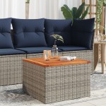 vidaXL Masă de grădină, gri, 55x55x37 cm, poliratan și lemn acacia vidaXL Masă de grădină, gri, 55x55x37 cm, poliratan și lemn acacia