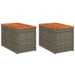 vidaXL Mese laterale de grădină 2 buc. gri 55x34x37cm lemn/poliratan vidaXL Mese laterale de grădină 2 buc. gri 55x34x37cm lemn/poliratan
