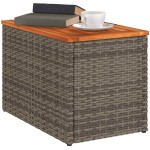 vidaXL Mese laterale de grădină 2 buc. gri 55x34x37cm lemn/poliratan vidaXL Mese laterale de grădină 2 buc. gri 55x34x37cm lemn/poliratan