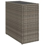 vidaXL Masă laterală grădină, blat sticlă, gri 58x27,5x55 cm poliratan vidaXL Masă laterală grădină, blat sticlă, gri 58x27,5x55 cm poliratan