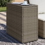 vidaXL Masă laterală grădină, blat sticlă, gri 58x27,5x55 cm poliratan vidaXL Masă laterală grădină, blat sticlă, gri 58x27,5x55 cm poliratan