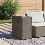 vidaXL Masă laterală grădină, blat sticlă, gri 58x27,5x55 cm poliratan vidaXL Masă laterală grădină, blat sticlă, gri 58x27,5x55 cm poliratan