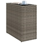 vidaXL Masă laterală grădină, blat sticlă, gri 58x27,5x55 cm poliratan vidaXL Masă laterală grădină, blat sticlă, gri 58x27,5x55 cm poliratan