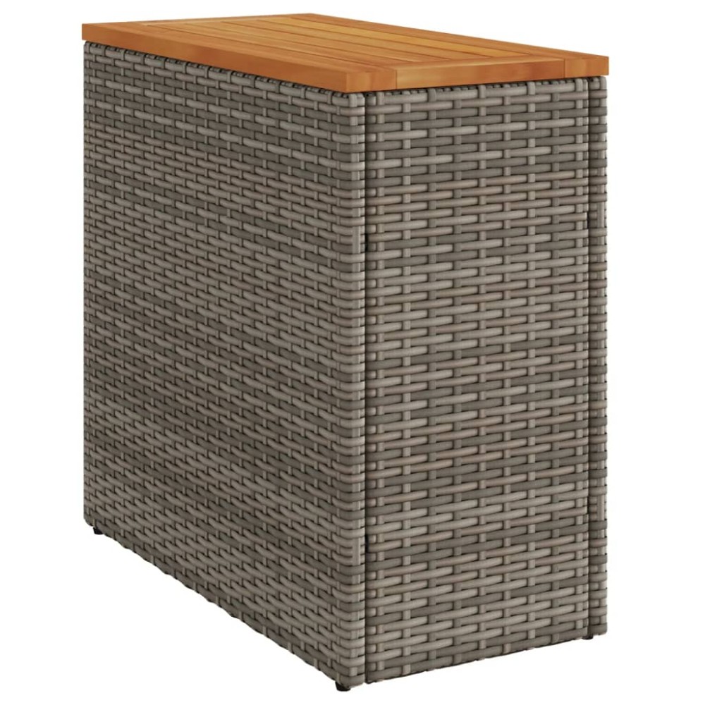 vidaXL Masă laterală de grădină blat lemn gri 58x27,5x55 cm poliratan
