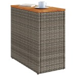 vidaXL Masă laterală de grădină blat lemn gri 58x27,5x55 cm poliratan