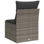vidaXL Fotoliu de grădină fără cotiere, cu perne, gri, poliratan vidaXL Fotoliu de grădină fără cotiere, cu perne, gri, poliratan
