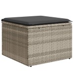 vidaXL Taburet de grădină cu pernă gri deschis, 55x55x37 cm, poliratan vidaXL Taburet de grădină cu pernă gri deschis, 55x55x37 cm, poliratan