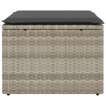vidaXL Taburet de grădină cu pernă gri deschis, 55x55x37 cm, poliratan vidaXL Taburet de grădină cu pernă gri deschis, 55x55x37 cm, poliratan