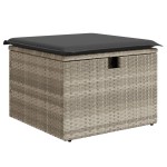 vidaXL Taburet de grădină cu pernă gri deschis, 55x55x37 cm, poliratan vidaXL Taburet de grădină cu pernă gri deschis, 55x55x37 cm, poliratan