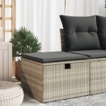 vidaXL Taburet de grădină cu pernă gri deschis, 55x55x37 cm, poliratan vidaXL Taburet de grădină cu pernă gri deschis, 55x55x37 cm, poliratan