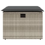 vidaXL Taburet de grădină cu pernă gri deschis, 55x55x37 cm, poliratan vidaXL Taburet de grădină cu pernă gri deschis, 55x55x37 cm, poliratan