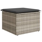 vidaXL Taburet de grădină cu pernă gri deschis, 55x55x37 cm, poliratan vidaXL Taburet de grădină cu pernă gri deschis, 55x55x37 cm, poliratan