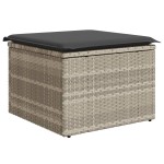 vidaXL Taburet de grădină cu pernă gri deschis, 55x55x37 cm, poliratan vidaXL Taburet de grădină cu pernă gri deschis, 55x55x37 cm, poliratan
