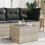 vidaXL Masă de grădină blat sticlă, gri deschis, 55x55x37 cm poliratan vidaXL Masă de grădină blat sticlă, gri deschis, 55x55x37 cm poliratan