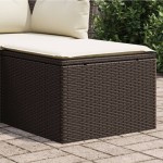 vidaXL Taburet de grădină cu pernă, maro, 55x55x37 cm, poliratan vidaXL Taburet de grădină cu pernă, maro, 55x55x37 cm, poliratan