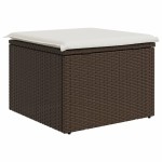 vidaXL Taburet de grădină cu pernă, maro, 55x55x37 cm, poliratan vidaXL Taburet de grădină cu pernă, maro, 55x55x37 cm, poliratan