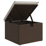 vidaXL Taburet de grădină cu pernă, maro, 55x55x37 cm, poliratan vidaXL Taburet de grădină cu pernă, maro, 55x55x37 cm, poliratan
