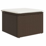 vidaXL Taburet de grădină cu pernă, maro, 55x55x37 cm, poliratan vidaXL Taburet de grădină cu pernă, maro, 55x55x37 cm, poliratan