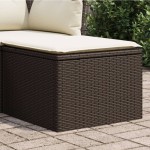 vidaXL Taburet de grădină cu pernă, maro, 55x55x37 cm, poliratan vidaXL Taburet de grădină cu pernă, maro, 55x55x37 cm, poliratan