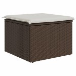 vidaXL Taburet de grădină cu pernă, maro, 55x55x37 cm, poliratan vidaXL Taburet de grădină cu pernă, maro, 55x55x37 cm, poliratan