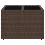vidaXL Masă de grădină, blat din sticlă, maro, 55x55x37 cm, poliratan