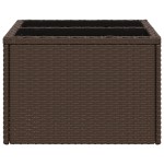 vidaXL Masă de grădină, blat din sticlă, maro, 55x55x37 cm, poliratan