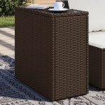 vidaXL Masă laterală grădină, blat sticlă, maro 58x27,5x55cm poliratan vidaXL Masă laterală grădină, blat sticlă, maro 58x27,5x55cm poliratan