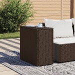 vidaXL Masă laterală grădină, blat sticlă, maro 58x27,5x55cm poliratan vidaXL Masă laterală grădină, blat sticlă, maro 58x27,5x55cm poliratan