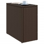 vidaXL Masă laterală grădină, blat sticlă, maro 58x27,5x55cm poliratan vidaXL Masă laterală grădină, blat sticlă, maro 58x27,5x55cm poliratan