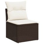 vidaXL Fotoliu de grădină fără cotiere, cu perne, maro, poliratan vidaXL Fotoliu de grădină fără cotiere, cu perne, maro, poliratan