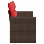vidaXL Canapea de grădină cu 2 locuri, maro, din poliratan, cu perne