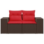 vidaXL Canapea de grădină cu 2 locuri, maro, din poliratan, cu perne