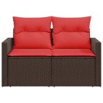 vidaXL Canapea de grădină cu 2 locuri, maro, din poliratan, cu perne