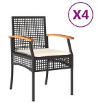 vidaXL Scaune de grădină cu perne, 4 buc., negru poliratan/lemn acacia vidaXL Scaune de grădină cu perne, 4 buc., negru poliratan/lemn acacia