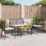 vidaXL Set mobilier relaxare grădină 4 piese cu perne poliratan negru