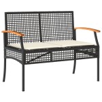 vidaXL Set mobilier relaxare grădină 4 piese cu perne poliratan negru