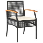 vidaXL Set mobilier relaxare grădină 4 piese cu perne poliratan negru