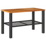 vidaXL Masă de grădină, negru, 70x38x42 cm, poliratan și lemn acacia vidaXL Masă de grădină, negru, 70x38x42 cm, poliratan și lemn acacia