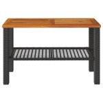 vidaXL Masă de grădină, negru, 70x38x42 cm, poliratan și lemn acacia vidaXL Masă de grădină, negru, 70x38x42 cm, poliratan și lemn acacia
