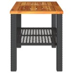 vidaXL Masă de grădină, negru, 70x38x42 cm, poliratan și lemn acacia vidaXL Masă de grădină, negru, 70x38x42 cm, poliratan și lemn acacia
